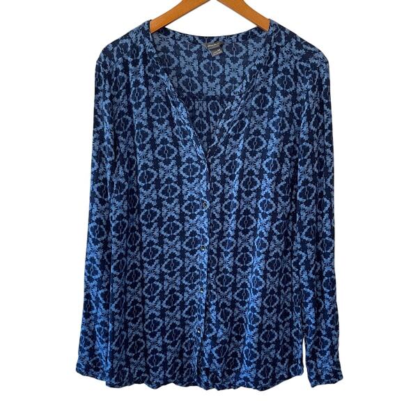 Eddie Bauer Women's Boho Printed Button Up Long Sleeve Light Weight Tunic Medium - Picture 1 of 9